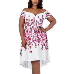 Premier Amour White Pink Floral Sweetheart A-Line Dress 16 NWT